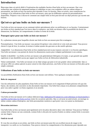“Découvrez Les Multiples Facettes D’une boîte En bois Sur-Mesure”