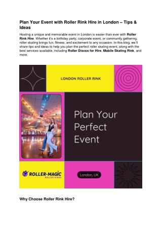 Plan Your Event with Roller Rink Hire in London