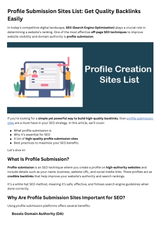 Profile  Submission sites