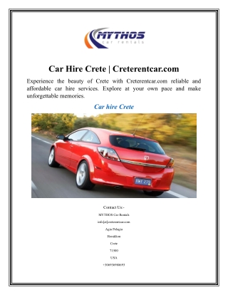 Car Hire Crete  Creterentcar.com