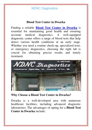 Blood Test Center in Dwarka
