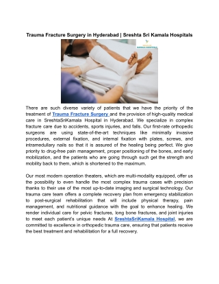 Trauma Fracture Surgery in Hyderabad