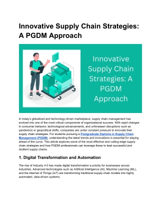 Innovative Supply Chain Strategies_ A PGDM Approach