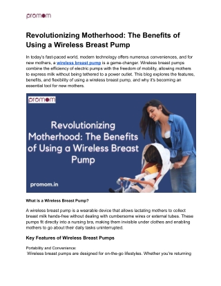 Revolutionizing Motherhood_ The Benefits of Using a Wireless Breast Pump