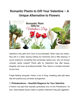 Romantic Plants to Gift Your Valentine – A Unique Alternative to Flowers