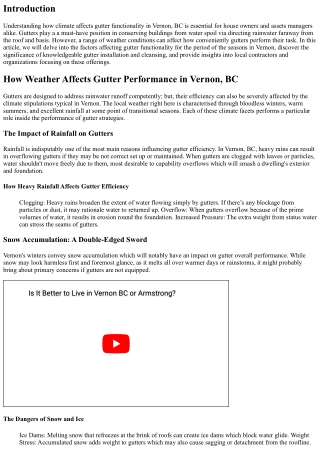 How Weather Affects Gutter Performance in Vernon, BC