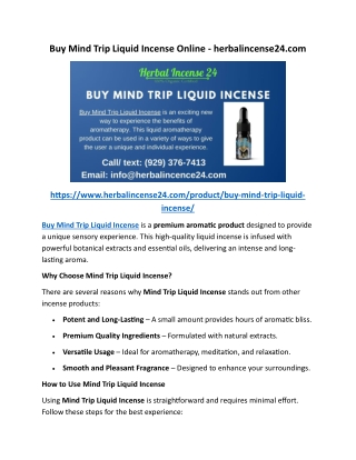 Buy Mind Trip Liquid Incense Online - herbalincense24