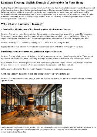 Why Laminate Flooring is a Great Option for Atlanta Homes