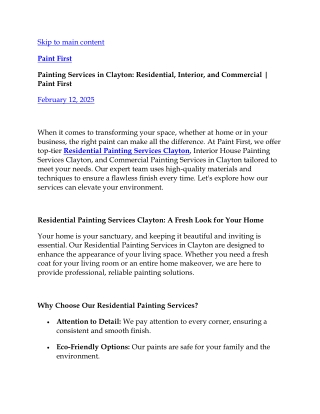 Painting Services in Clayton: Residential, Interior, and Commercial | Paint Firs