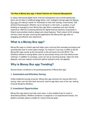 The Rise of Money Box app: A Smart Solution for Financial Management