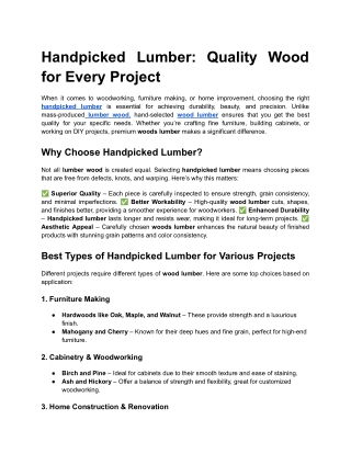 Handpicked Lumber_ Quality Wood for Every Project