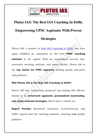 Best UPSC Coaching in Delhi | Plutus IAS – Top IAS Academy