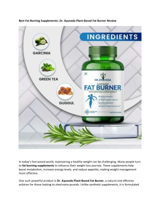 Best Fat Burning Supplements to Improve Metabolism Naturally