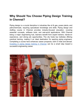 Piping Design Engineering Course in Chennai | Placement Assured