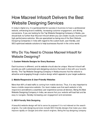 How Macreel Infosoft Delivers the Best Website Designing Services