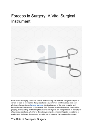 Forceps in Surgery_ A Vital Surgical Instrument