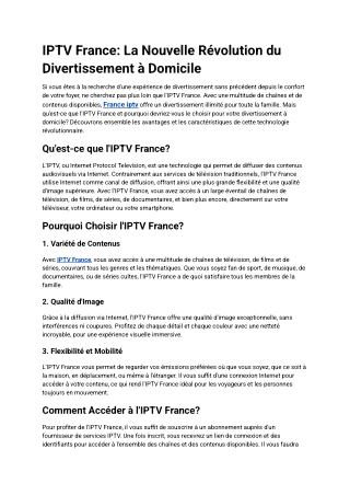 IPTV France: La Nouvelle Révolution du Divertissement à Domicile