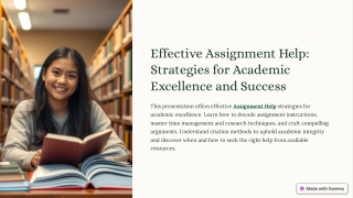 Effective Assignment Help Strategies for Academic Excellence and Success