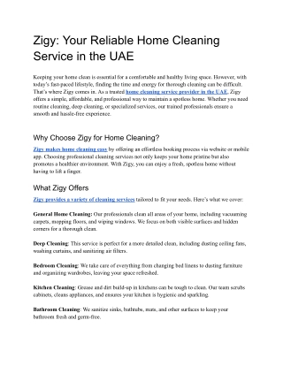 Zigy_ Your Reliable Home Cleaning Service in the UAE