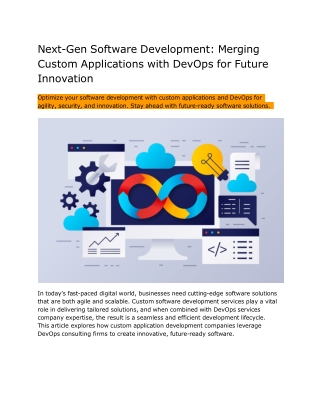 Next-Gen Software Development - Merging  Applications with DevOps for Innovation