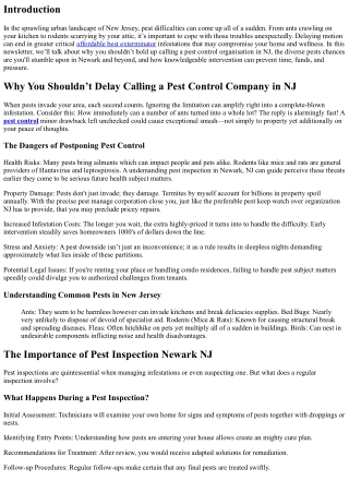 Why You Shouldn’t Delay Calling a Pest Control Company in NJ