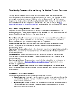 Top Study Overseas Consultancy for Global Career Success