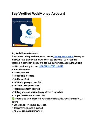 Buy Verified WebMoney Account