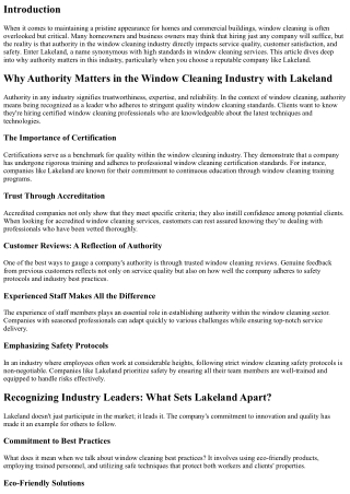 Why Authority Matters in the Window Cleaning Industry with Lakeland