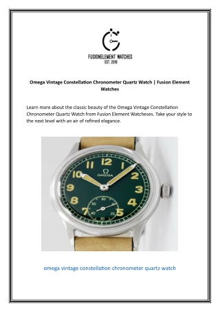 Omega Vintage Constellation Chronometer Quartz Watch Fusion Element Watches