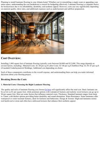 How Much Does It Cost to Install 1000 Square Feet of Laminate Flooring in Atlant
