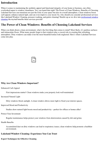 The Power of Clean Windows: Benefits of Choosing Lakeland Services
