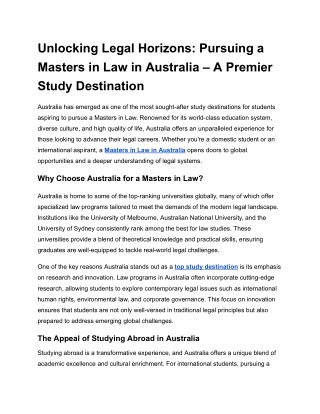 Unlocking Legal Horizons_ Pursuing a Masters in Law in Australia – A Premier Study Destination