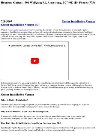 Finding the Right Gutter Contractors: Questions to Ask in Vernon