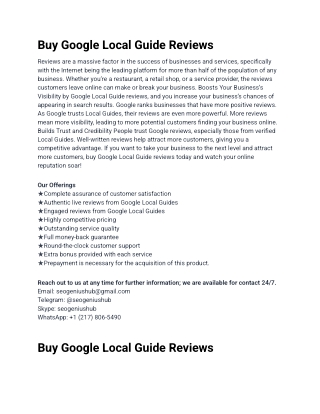 Buy Google Local Guide Reviews