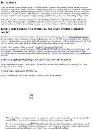 Elevate Your Business with Social Cali, San Jose's Premier Marketing Agency.