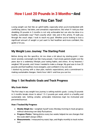 How I Lost 20 Pounds in 3 Months - And How You Can Too