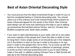 Best of Asian Oriental Decorating Style