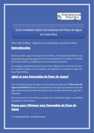 Guía Completa sobre Concesiones de Pozos de Agua en Costa Rica