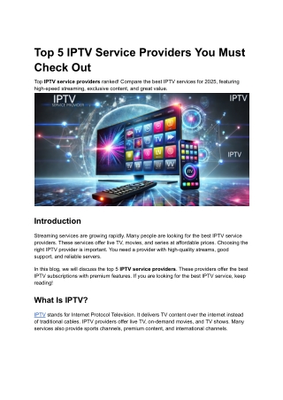 Top 5 IPTV Service Providers You Must Check Out