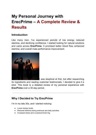 My Personal Journey with ErecPrime – A Complete Review & Results