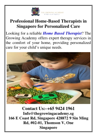 Professional Home-Based Therapists in Singapore for Personalized Care