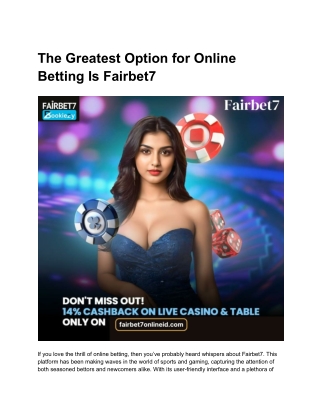 The Greatest Option for Online Betting Is Fairbet7
