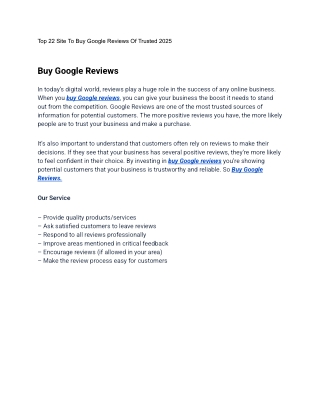 Top 22 Site To Buy Google Reviews Of Trusted 2025