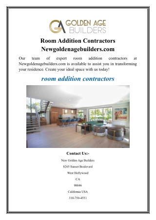 Room Addition Contractors Newgoldenagebuilders