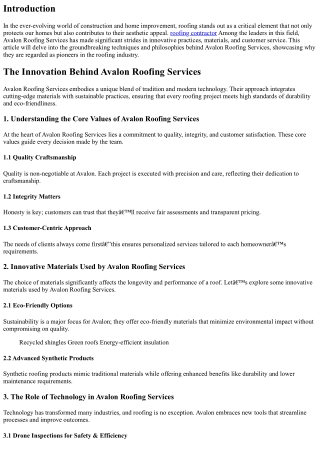 The Innovation Behind Avalon Roofing Services