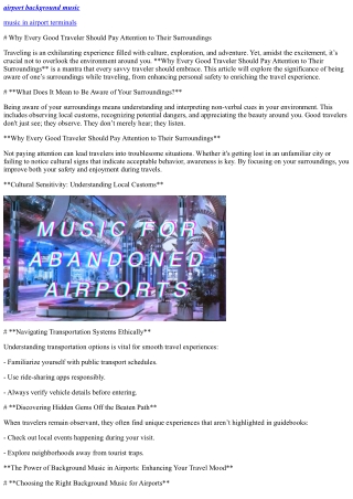 Why Every Good Traveler Should Pay Attention to Their Surroundings