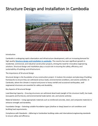 Structure Design and Installation in Cambodia