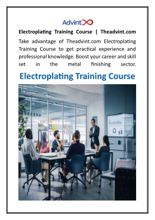 Electroplating Training Course  Theadvint.com