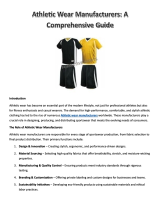 Athletic Wear Manufacturers