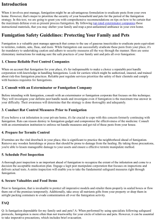 Fumigation Safety Guidelines: Protecting Your Family and Pets